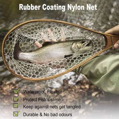 Fly Fishing Wooden Frame Net with Magnetic Release