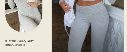 Women's Yoga Two-Piece Set Long-Sleeve Wide-Leg Activewear