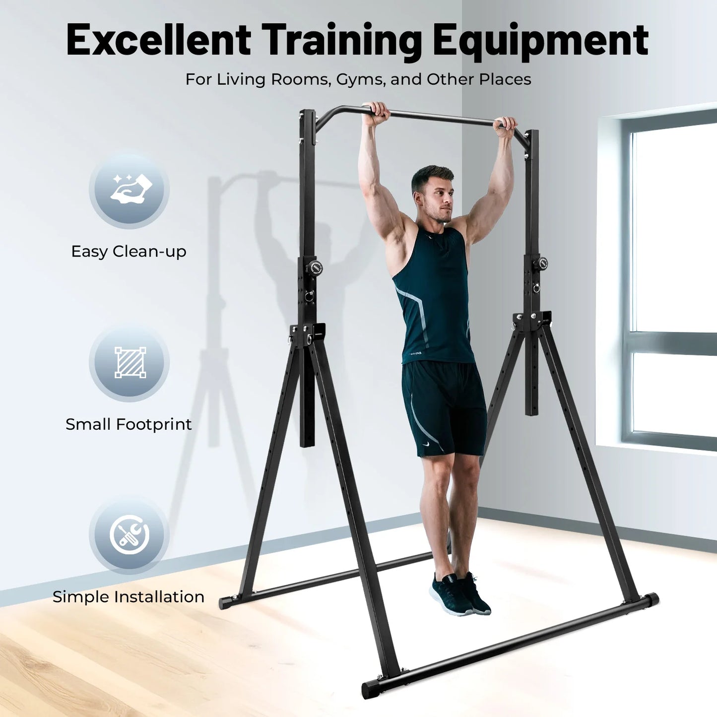 Triangular Pull Up Station Adjustable Height Carbon Steel  Horizontal Bar