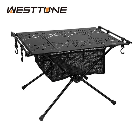 Folding Camping Aluminum Lightweight Portable Table with Storage Mesh Bag