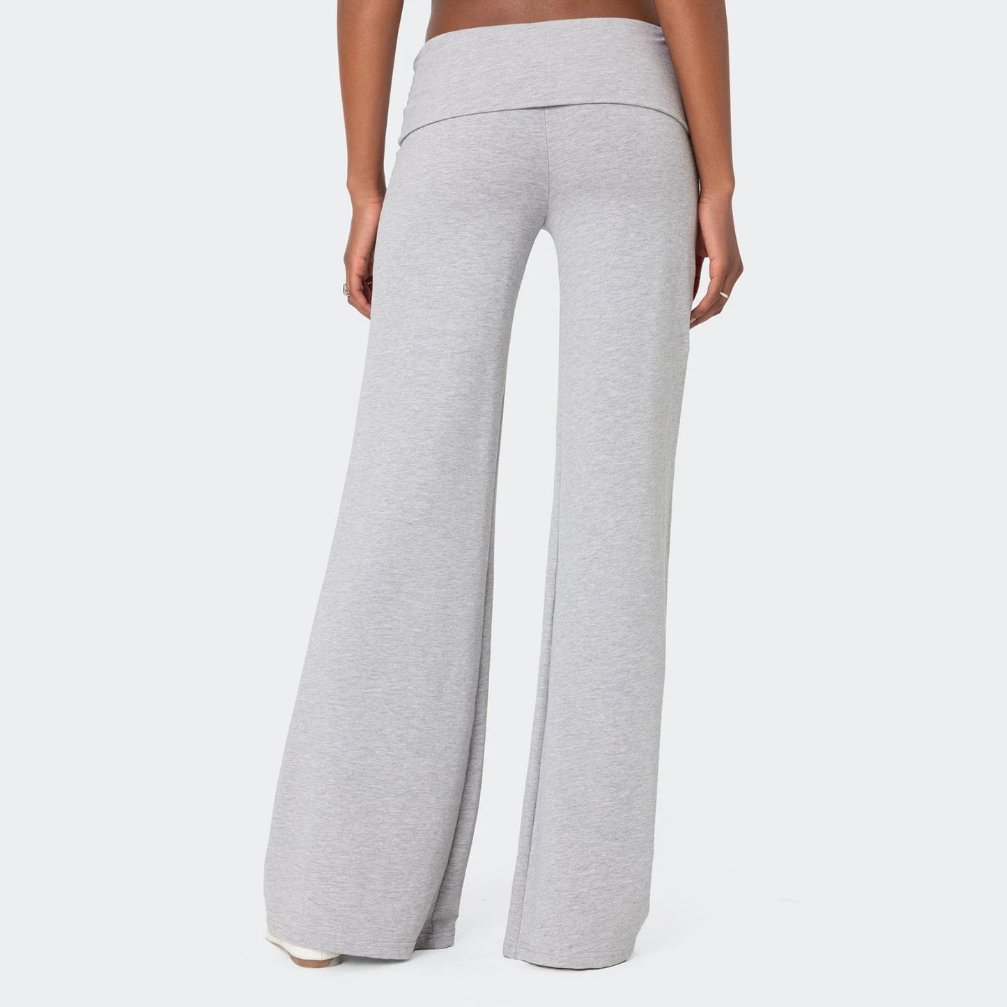 Casual Wide Leg Sweatpants for Women Fold Over Low Rise Flare