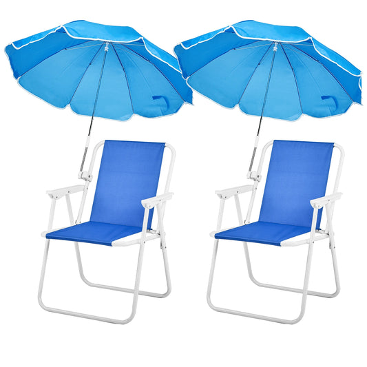 Lightweight Folding Beach Chair with Umbrella with 265lbs Capacity