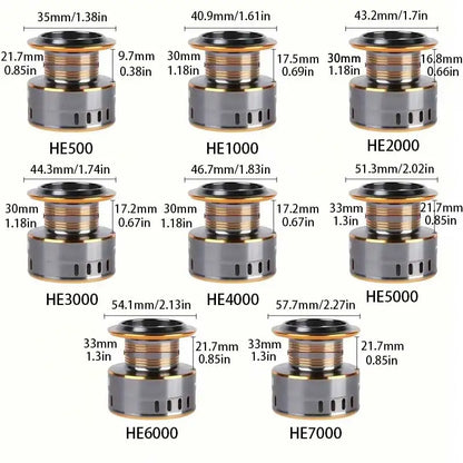 1 Piece Two-Hand Rotating Fishing Reel, He1000-7000 Series, 5.2:1 Gear Ratio, 22.05lb Extraction, Aluminum Alloy Body, Suitable for Freshwater and Saltwater