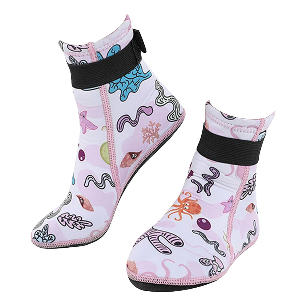 Kids Neoprene Water Socks with Anti Slip Design Adjustable Snorkeling Boots for Beach and Water Activities