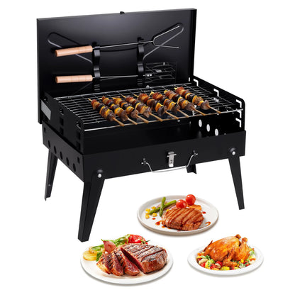 Portable Charcoal Grill, Foldable with Adjustable Heights, Durable & Compact, Easy to Clean