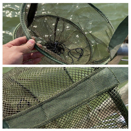Mesh Fishing Cage Portable Fishing Net Round Collapsible Fish Trap Foldable Landing Net Fishing Cast Net for Crab Fish