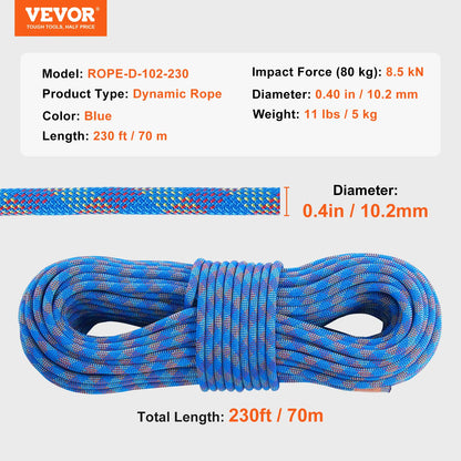 10.2mm Climbing Rope 131-230ft  with Hook