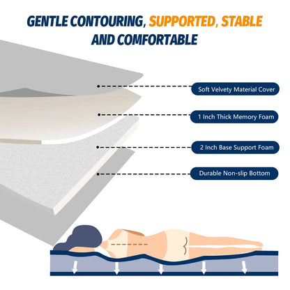 WESTTUNE Memory Foam Mattress Portable Roll Up Cot for Camping, Car Mat with Travel Bag