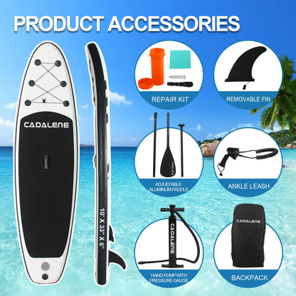 Inflatable Stand Up Paddle Board with SUP Accessories, Anti-Slip EVA Deck 10' Inflatable Paddle Boards for Adults