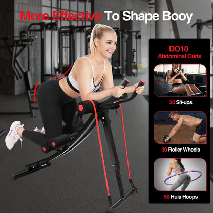 Foldable Ab Workout Equipment for Home Gym,Core & Abdominal Fitness Max 440lbs LCD Display