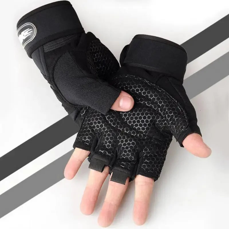 Heavyweight Training Half Finger Non-Slip Gloves with Wrist Support