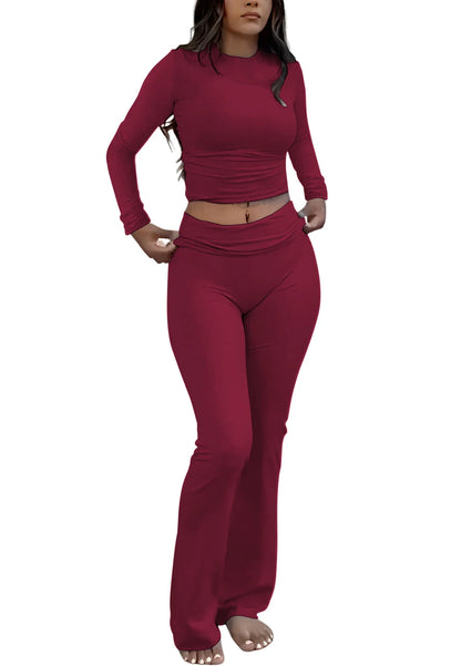 Women's Yoga Two-Piece Set Long-Sleeve Wide-Leg Activewear