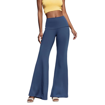 Casual Wide Leg Sweatpants for Women Fold Over Low Rise Flare