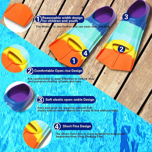 Silicone Swim Fins Kids &Adults-Suitable Size for Beginners