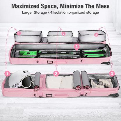 Pink/Black Skiing Bags with Rolling Wheel