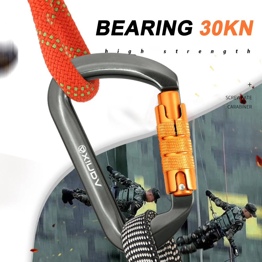 30kN Climbing Carabiner Heavy Duty D-Shaped  for Climbing Mountaineering Rappelling