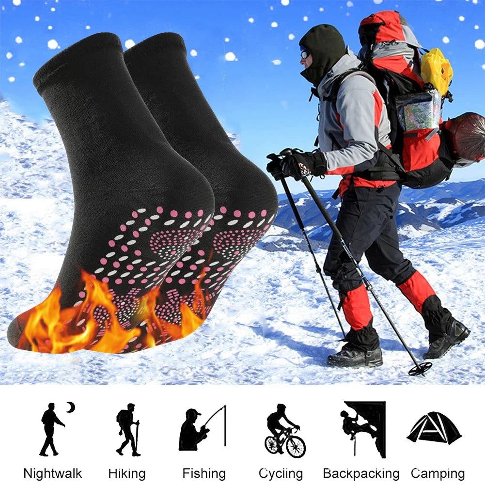 1pair Unisex Winter Warm Self-Heating  Anti-Cold Therapy Magnetic Thermal Stockings