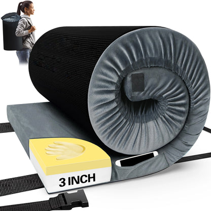 WESTTUNE Memory Foam Mattress Portable Roll Up Cot for Camping, Car Mat with Travel Bag