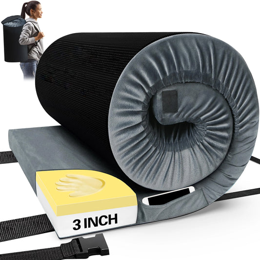 WESTTUNE Memory Foam Mattress Portable Roll Up Cot for Camping, Car Mat with Travel Bag