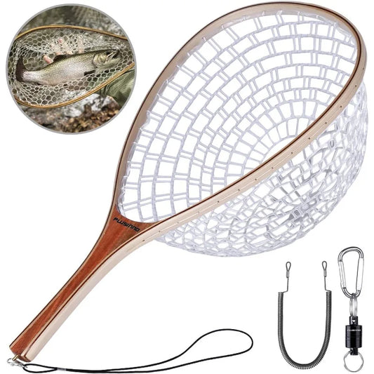 Fly Fishing Wooden Frame Net with Magnetic Release