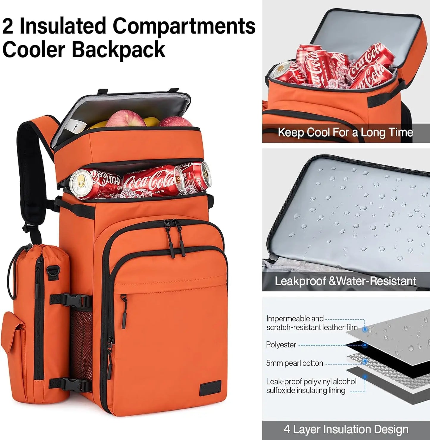 Soft Lightweight Insulated Leakproof Backpack Cooler Bag