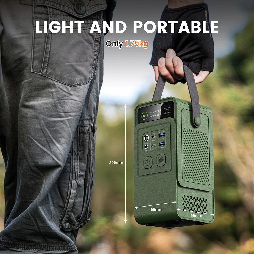 200W Power Bank 192Wh Lifepo4 Battery 60000mAh Solar Generator  Power Station LED Light