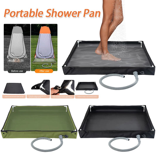 Portable Shower Pan with Drain Hose Camping Shower Base
