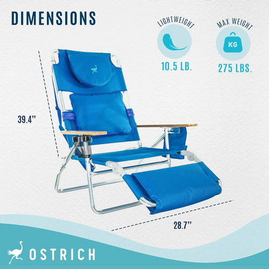 Beach Chair with Face Opening - Portable, Reclining Lounger for Tanning - Face Hole for Reading on Stomach