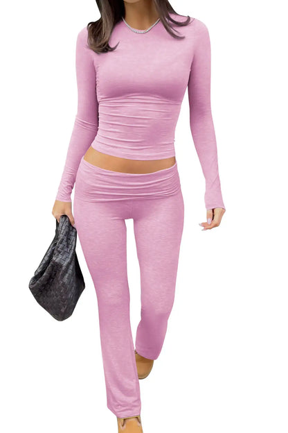 Women's Yoga Two-Piece Set Long-Sleeve Wide-Leg Activewear