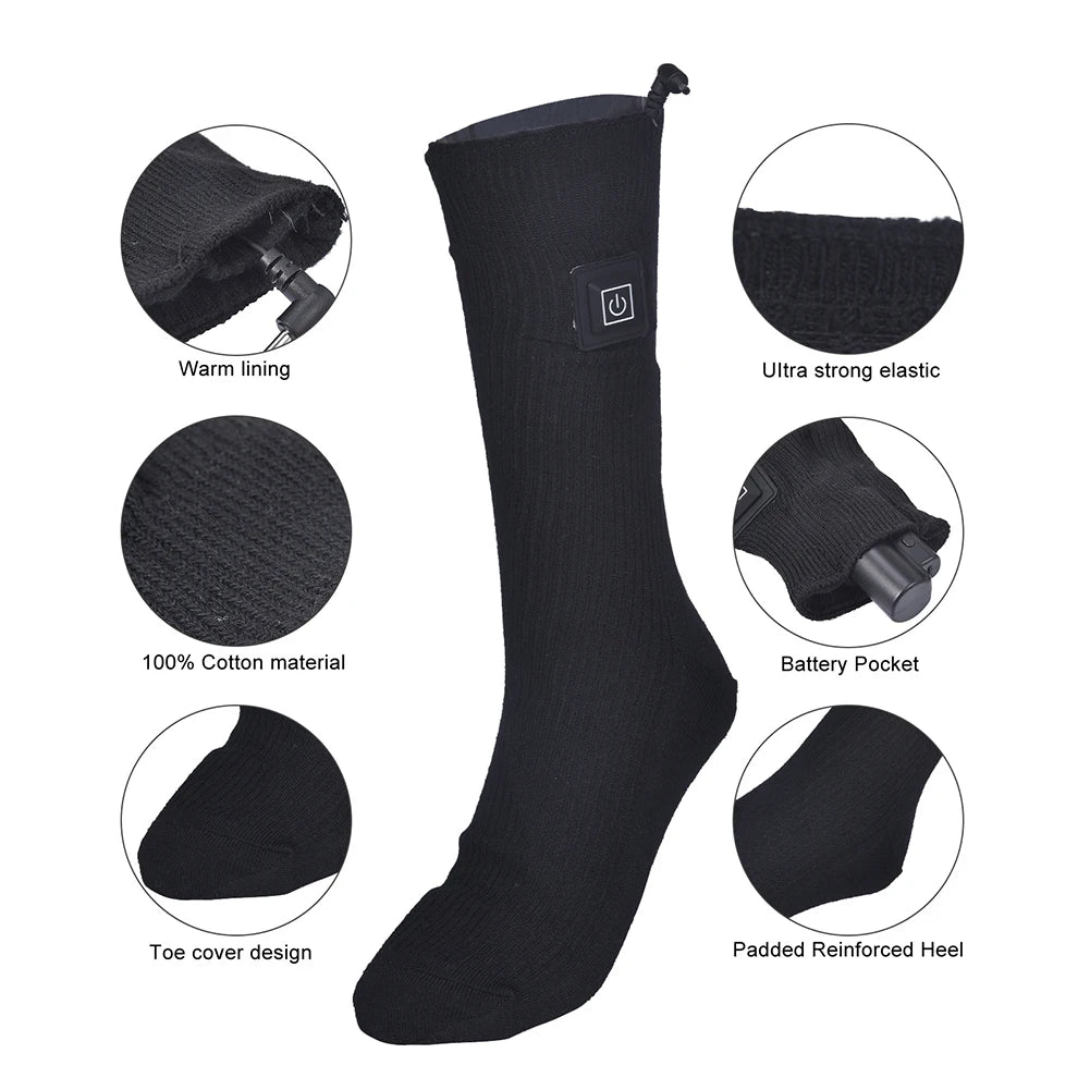 1/2/3Pair Winter Heated Socks  Anti Slip Battery Powered