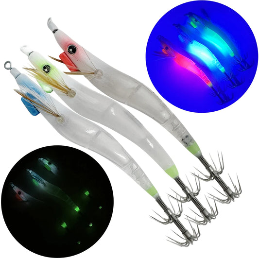 Luminous Lure with Squid Jig Hook UV Wood