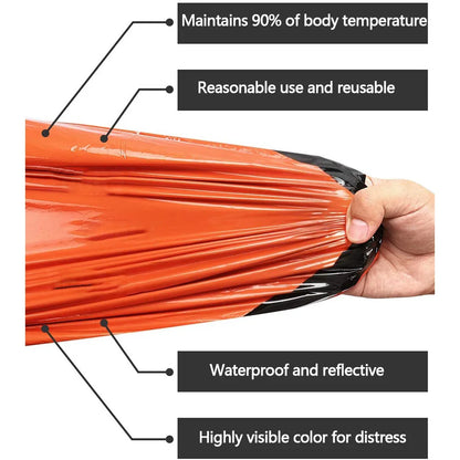 Emergency Sleeping Bag Thermal Bivy Sack Survival Gear for Camping Hiking Outdoor Adventure