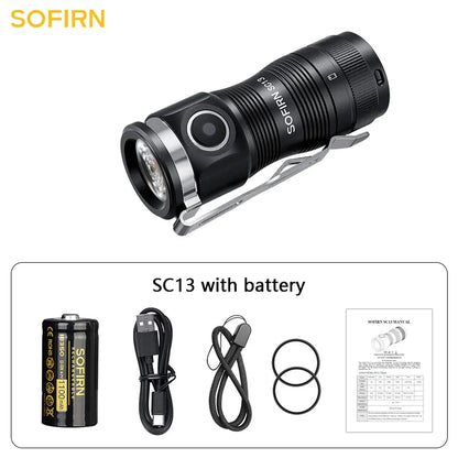 Mini SC13 SST40 LED 1300lm Tactical 18350 Rechargeable Flashlight  with Magnetic end