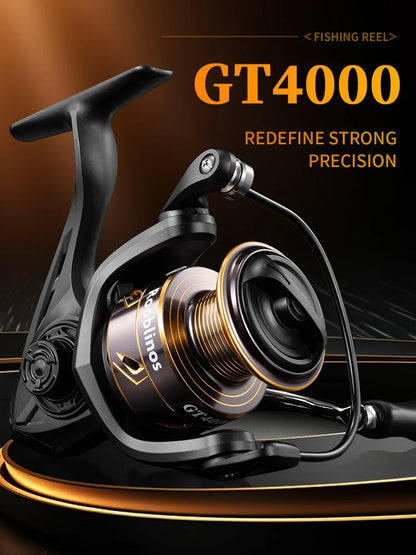 GT 2000-7000 Spinning Reel 6+1BB 5.2:1 Alloy Spool Anti Reverse Smooth Drag for Freshwater/Saltwater