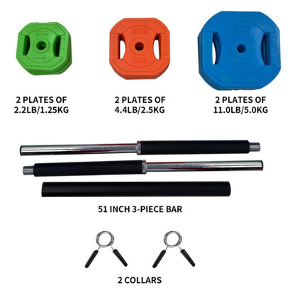 40lb /20kg Adjustable  Disk Free Weights Barbell  Set for Home and Gym Workout