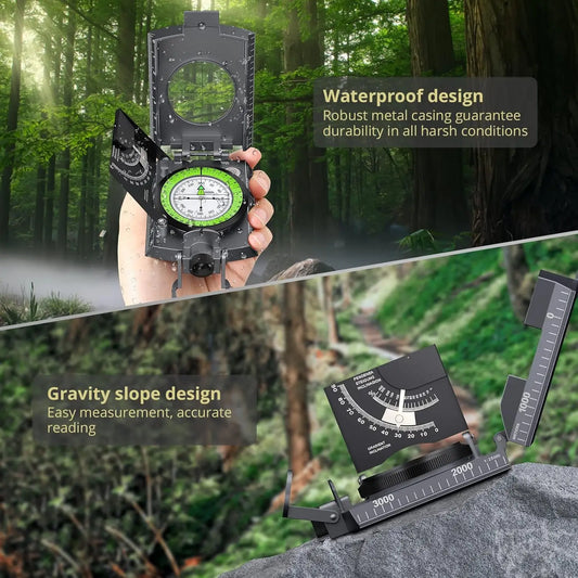 Anbte Hiking,Waterproof Metal Compass with Clinometer,Lightweight