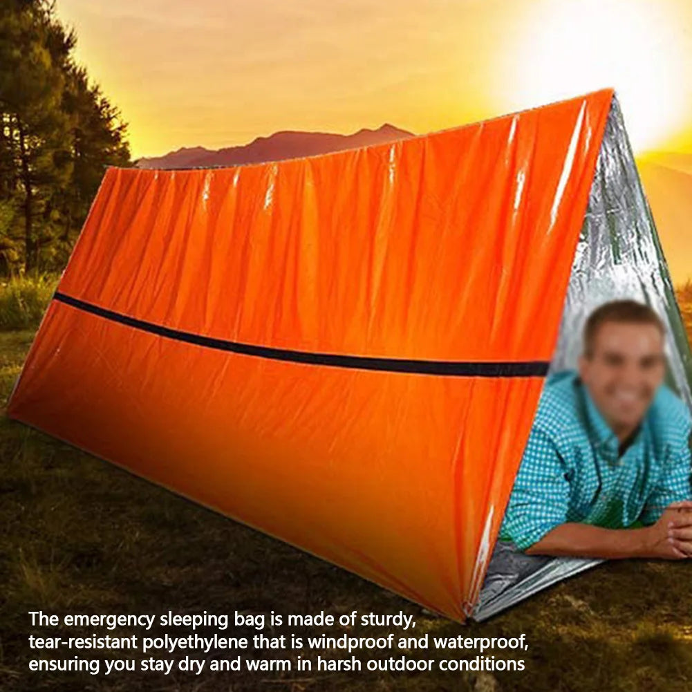 Emergency Sleeping Bag Thermal Bivy Sack Survival Gear for Camping Hiking Outdoor Adventure