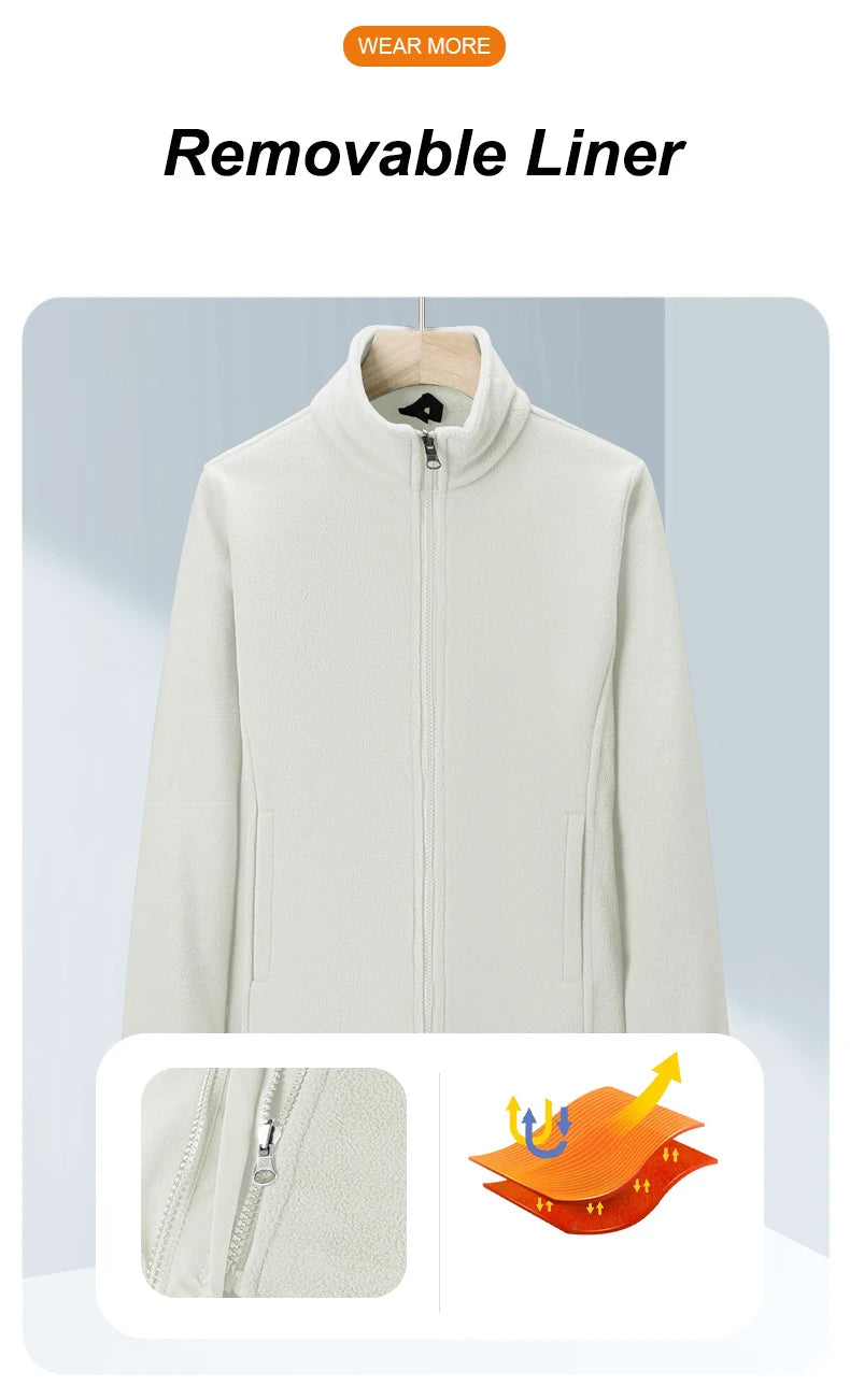 Women's 3 In 1 Thick Hiking Removable Fleece Waterproof Winter Windbreaker