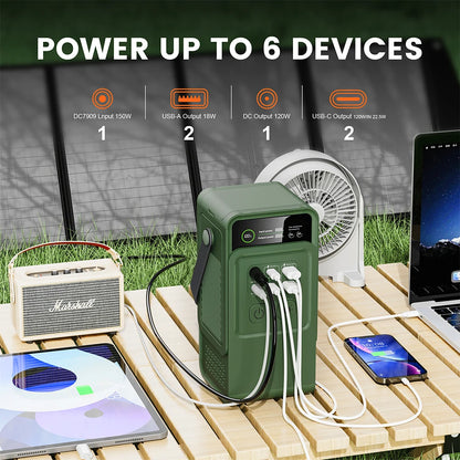 200W Power Bank 192Wh Lifepo4 Battery 60000mAh Solar Generator  Power Station LED Light