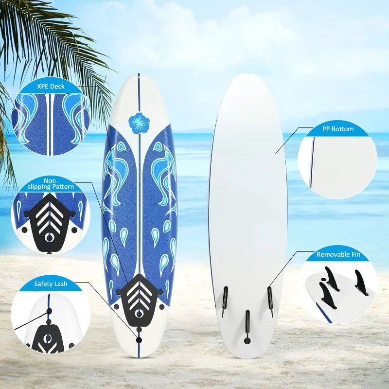 Surfboard, 6'  Removable Fins & Protective Leash