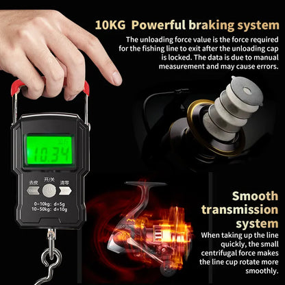 1 Piece Two-Hand Rotating Fishing Reel, He1000-7000 Series, 5.2:1 Gear Ratio, 22.05lb Extraction, Aluminum Alloy Body, Suitable for Freshwater and Saltwater