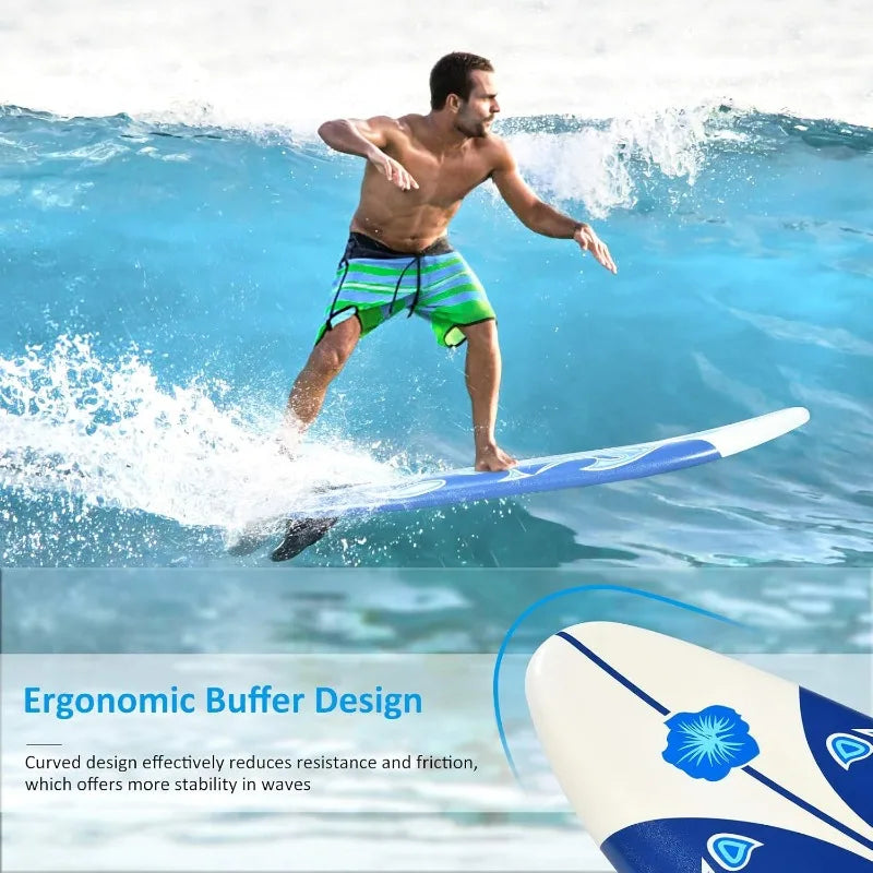 Surfboard, 6'  Removable Fins & Protective Leash