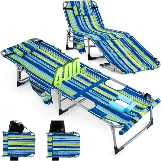 Tanning Chair, 400LBS  Lounge w/Face Arm Hole & Hand Shoulder Strap