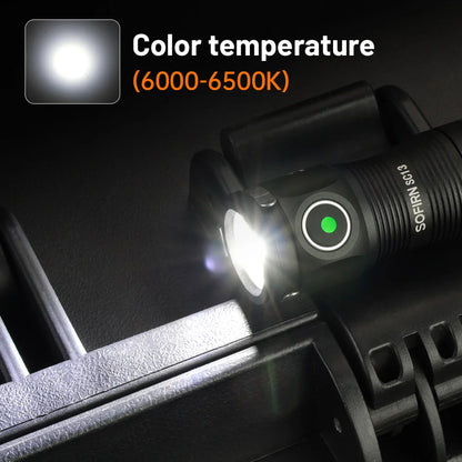 Mini SC13 SST40 LED 1300lm Tactical 18350 Rechargeable Flashlight  with Magnetic end