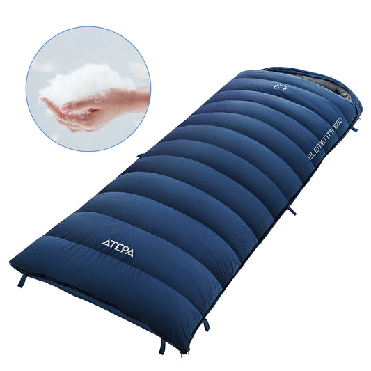 Single envelope hooded down sleeping bag, enlarged  waterproof