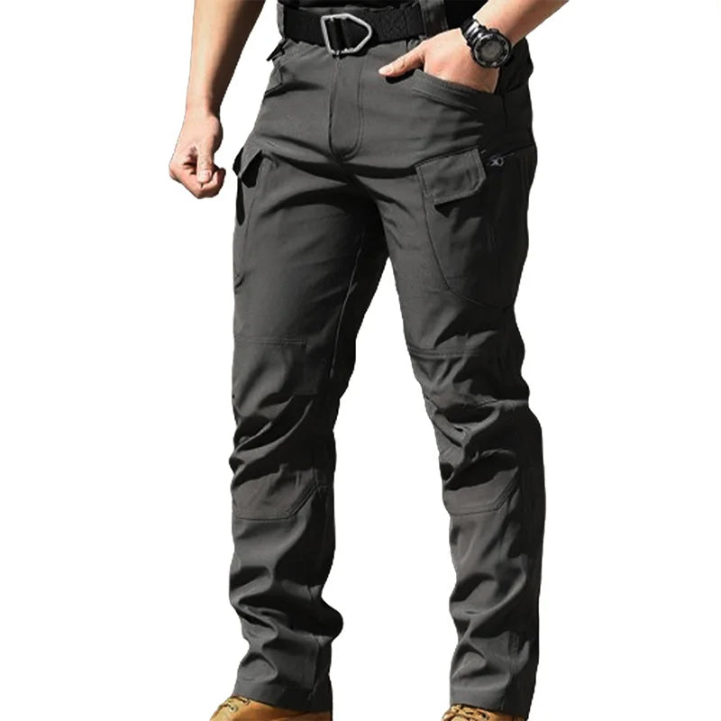 Men Fashion Cargo Solid Color Multi-Pockets Waterproof Trousers