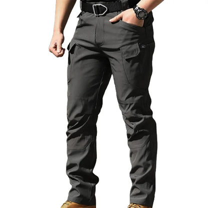 Men Fashion Cargo Solid Color Multi-Pockets Waterproof Trousers