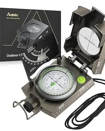 Anbte Hiking,Waterproof Metal Compass with Clinometer,Lightweight