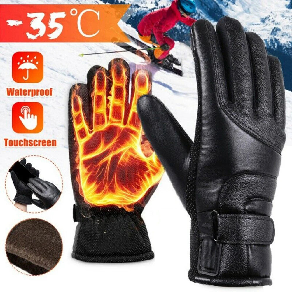 USB Heated Waterproof Electric Warming Gloves for Off Road Skiing