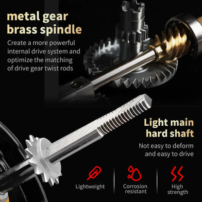 1 Piece Two-Hand Rotating Fishing Reel, He1000-7000 Series, 5.2:1 Gear Ratio, 22.05lb Extraction, Aluminum Alloy Body, Suitable for Freshwater and Saltwater